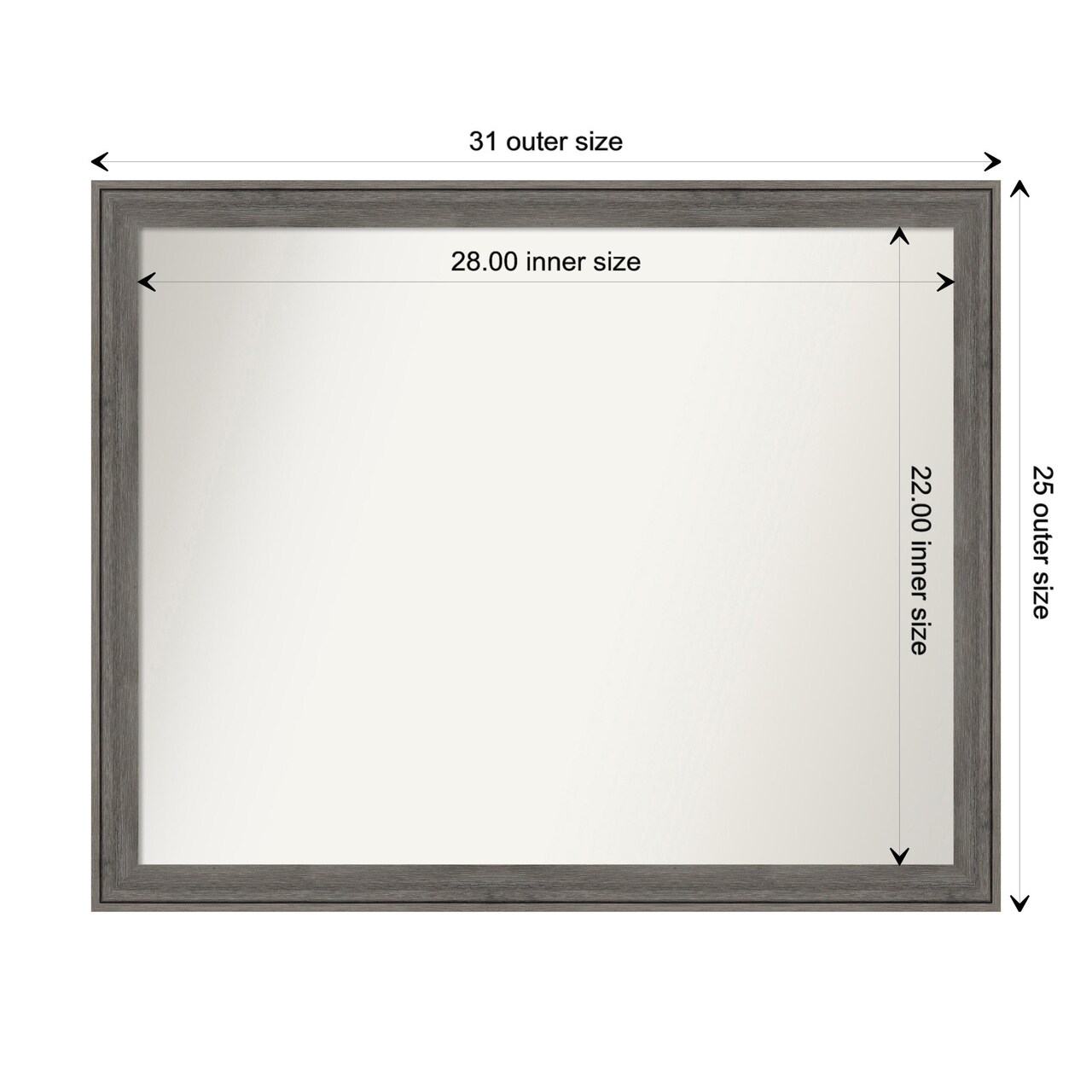 Amanti Art Non-Beveled Wood Wall Mirror, Regis Barnwood Grey Narrow Frame